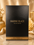 Marine Black Eau de Parfum 100ml – Matte black box with wave texture and gold lettering