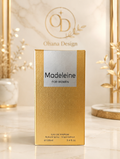 Madeleine For Women by Ohana Design – Eau de Parfum 100ml, gold embossed box with silver label on marble surface