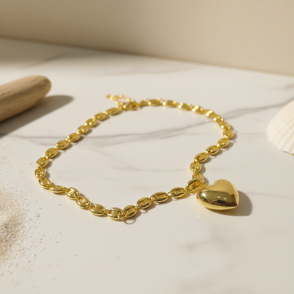 Gold Heart Pendant Necklace - Ohana Design