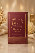Oud Collection Luxurious Eau de Parfum 100ml – Burgundy box with gold geometric design